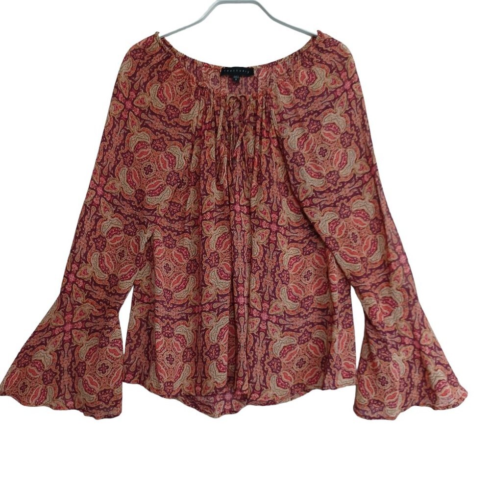 Sanctuary Top Paisley Print‎ Boho Peasant Blouse Flutter Sleeves Size Small